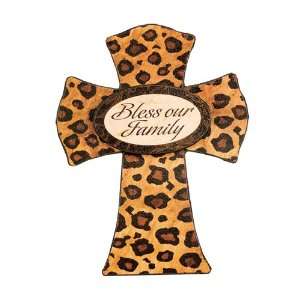  CROSS 10IN LEOPARD  BLESS OUR FAMILY