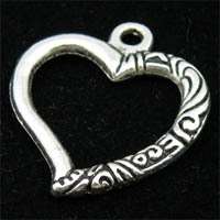 15Pcs Tibetan silver crafted open heart charms #143A  