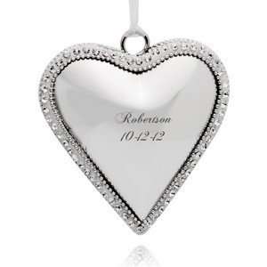  Personalized Silver Heart Ornament with Rhinestones