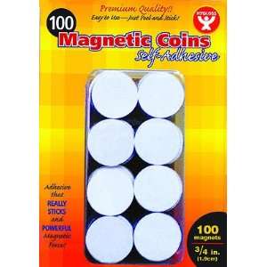  Self adhesive Magnetic Coins   100, 3/4 Coins Office 