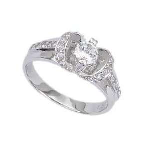  Silver Engagement Ring with Cubic Zirconia   Size 6 9, 6 Jewelry