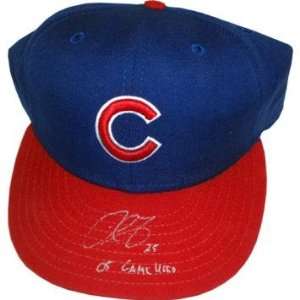  Derrek Lee Autographed Game Used Cubs Hat Sports 