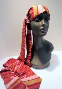   1960s Silk Belt RETRO Wrap Tie Obi or Head African Print Scarf  