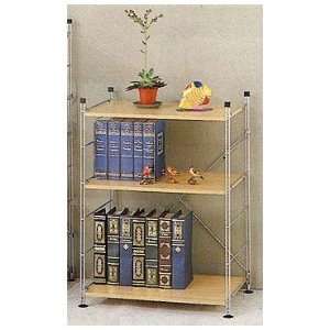 Contemporary Bookcase/Bookshelf in Metal Frame and Wood Shelf Tops (3 