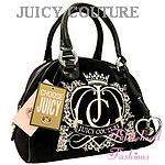 Juicy Couture Bowler Bag Velour ROYAL CROWN Logo Crest Tote Satchel 