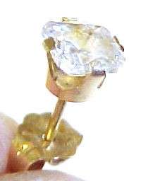 ONE .50ct Cubic Zirconia / 14KT Solid Gold Stud Earring  