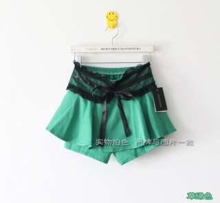   Bow Fake Lace Belt Lovely Culottes Pleated Skirts Shorts Skorts 9083