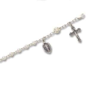  Silver Bead Rosary Bracelet Jewelry