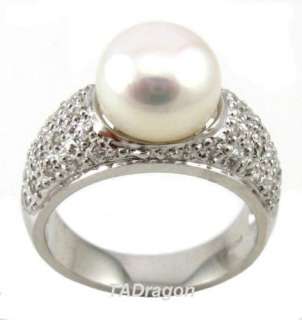 10mm AAA White Pearl 4.7g 925 Sterling Silver Ring  