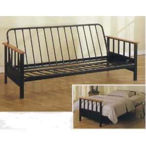    NEW Black Metal/Wood Futon Frame Bed/Couch/Sofa