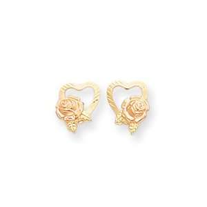  Sardelli   14kt Gold Tri Color Heart w/Flower Earrings 