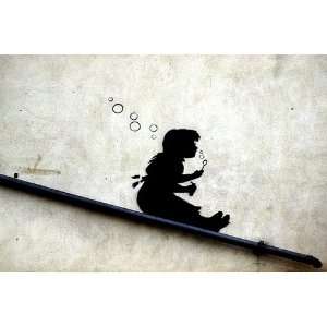  LAMINATED Banksy Bubbles Girl Drainpipe Mini Poster 