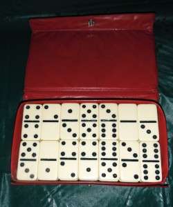 Domino By Cardinal 28 piece Playing Set White with Black Heavy 