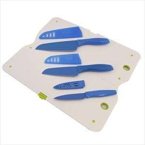  3 Pc Knife Set w/ Cutting Board (Blue)