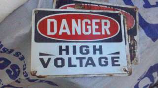 Danger High Voltage Porcelain Enamel SIGN Vintage 50s  