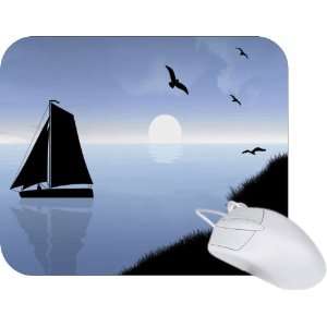  Rikki Knight Sail Boat Silhouette on Lake Design Mouse Pad 