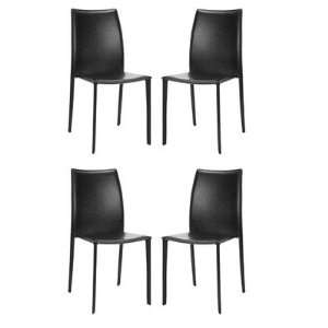  Aidan Bonded Leather Side Chairs in Black (Set of 4)