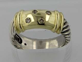 David Yurman Diamond 14K Yellow Gold and Silver Ring  