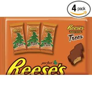 Reeses Holiday Peanut Butter Trees, 7.8 Ounce Bags (Pack of 4 