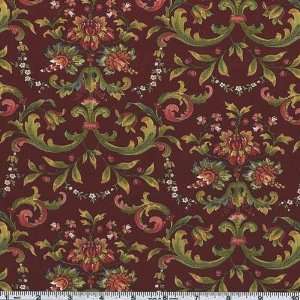  45 Wide Jacobean Joyeux Flourish Rouge Fabric By The 