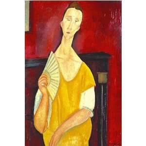 Woman With a Fan   Canvas by Amedeo Modigliani. size 36 inches width 