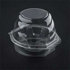  Swirl Dome 1 Compartment Hinged Clear Cupcake Container 