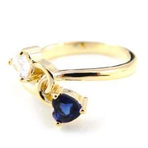  Gold plated ring, sapphire scarlett love.   Taille 50 