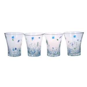  Amici Azul Set of 4 Double Old Fashioned Glasses, 12 Ounce 