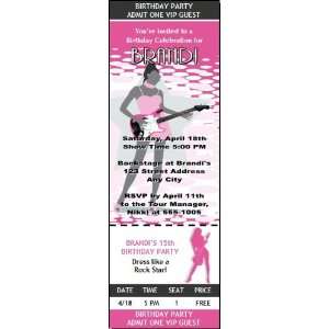 Guitar Jam Female Birthday Party Ticket Invitation