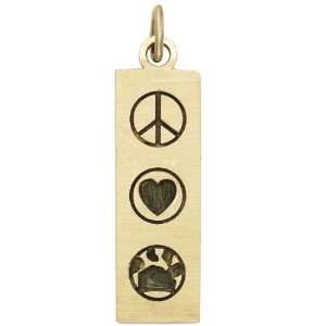  Peace Love Tag with Paw   Gold