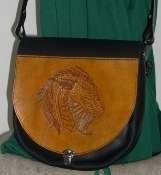 Large Leather Handbag Monarch Dragon Wicca Pagan  