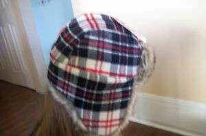 RARE NEW ROXY LUMBERJACK PRINT PLAID FUR HAT  