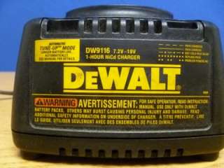 This is a used DeWalt DW9116 one hour battery charger for 7.2 18V. It 