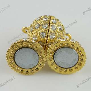   CRYSTAL GOLD/SILVER/18KG MAGNETIC ROUND BALL CLASPS FINDINGS WHOLESALE