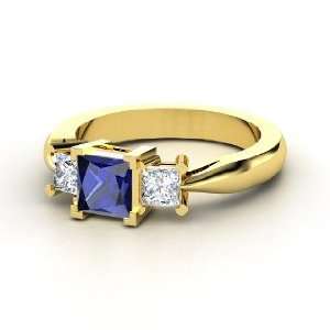  Ariel Ring, Princess Sapphire 14K Yellow Gold Ring with 