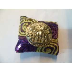   Elephant Pattern Coin and Banknote Bag Handmade Thailand 