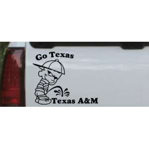 Black 3in X 3.7in    Go Texas Pee On Texas AandM Car Window Wall 