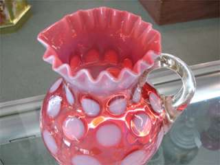 Northwood Cranberry Glass in Opalescent Coin Spot  