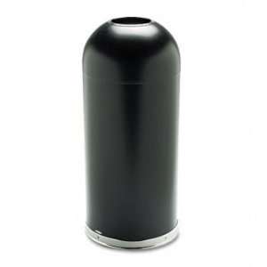   Open Top Dome Receptacle, Round, Steel, 15 gal, Black 
