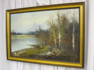 Wood Frame With Painting Of Landscape With A Signature  