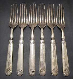 WM Rogers A Silver Plated Dinner Forks x6 antique silverware  