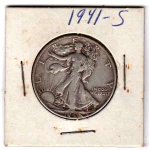  1941 S U.S. Walking Liberty Silver Half Dollar 