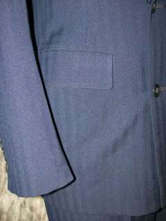 vtg 30s NAVY BLUE WOOL DOUBLE BREASTED GANGSTER SUIT, 40  