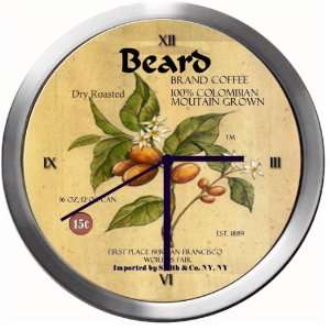  BEARD 14 Inch Coffee Metal Clock Quartz Movement Kitchen 