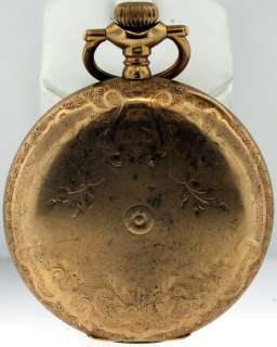 Delmar Pocket Watch   Floral Design With Crest Closed Face Gold Filled 
