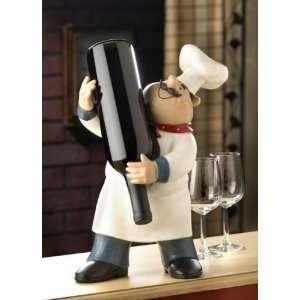  Fat Chef Waiter Man Wine Bottle Holder Display Rack 