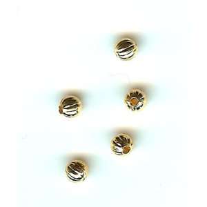 5mm Gold Plated Corrugated Round Beads (Pkg 100) Arts 