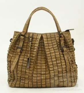   Prorsum Olive Leather & Alligator Rippled Oversized Handbag  
