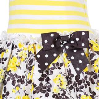 month baby girl boutique dress Easter Holidays yellow stripe 