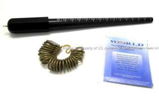 Ring Mandrel Sizer Measuring Stick, Gauge & Polishing Cloth Jewelers 